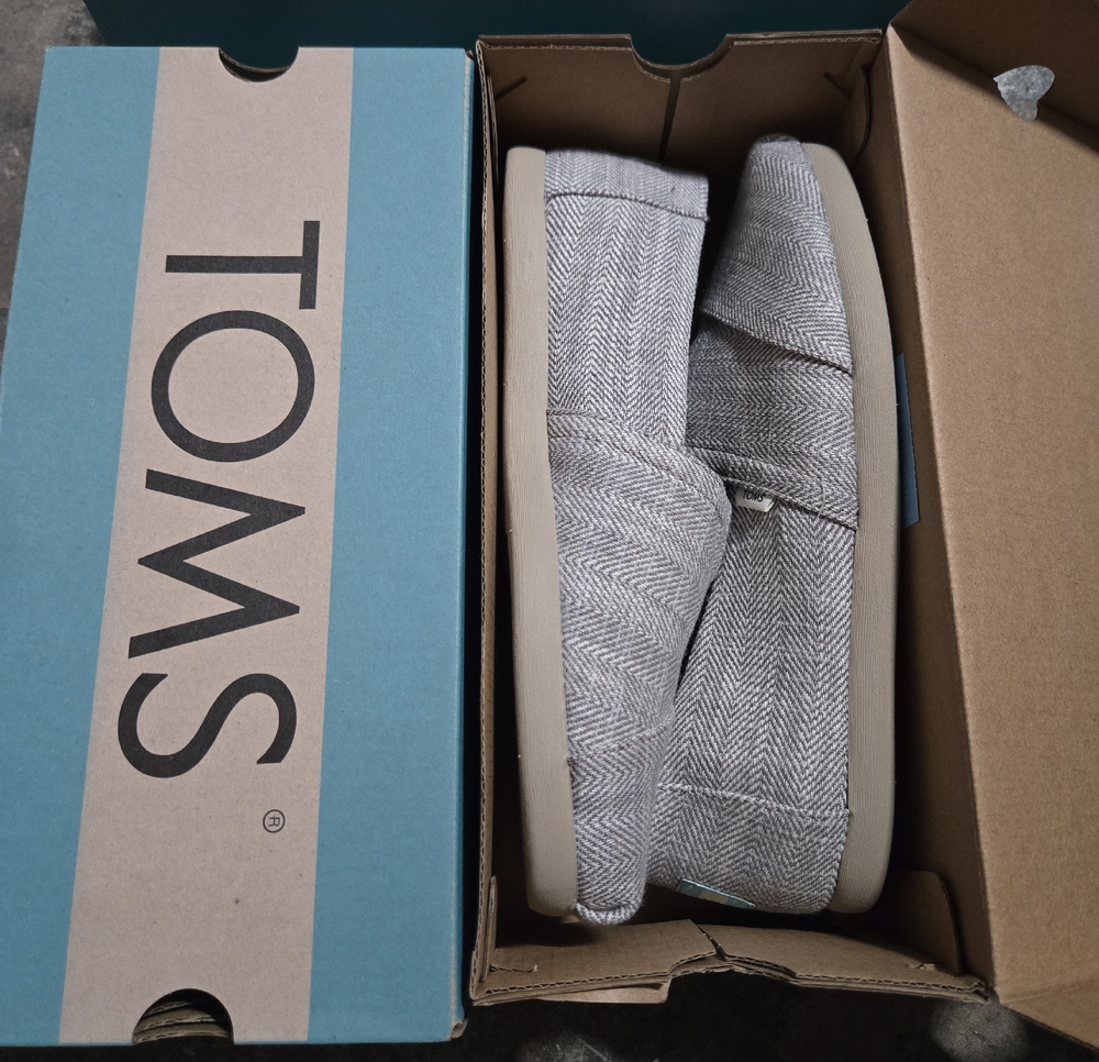 Toms Women’s Slip-On Loafers in Light Gray Herringbone